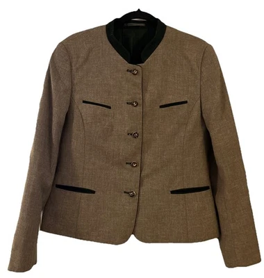 Chaqueta LodenFrey para mujer Tirol austríaco tostado verdoso con ribete verde oscuro talla 44 Foto 1 de 4