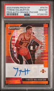 2020 Prizm Draft Picks Tyrese Halliburton Auto Orange Pulsar /49 PSA 10 RY - Bild 1 von 2