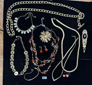 Vintage Jewelry Lot Giovanni Brooch Beaded Necklaces Gold-Tone Chains & Earrings - Picture 1 of 24