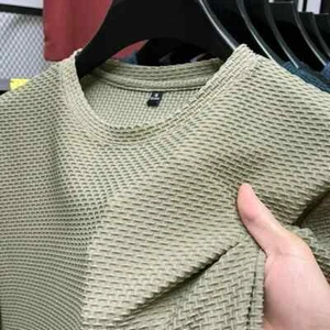 Camiseta Para Hombre Manga Corta Malla Bambú Seda Hielo Informal Versátil Verano Elástico - Imagen 1 de 29