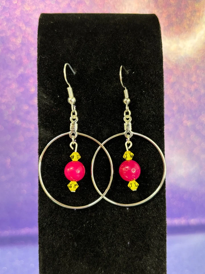 Women’s Handcrafted Pink Jade Earrings! - Image 1 of 1