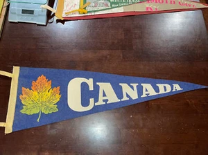 Canada Pennant with Maple Leaf probably from the 1950's 27" Blue Vintage - Picture 1 of 10
