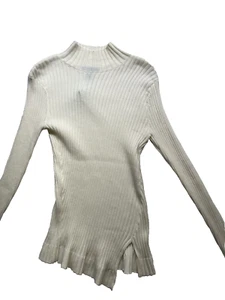 INC Talla M Marfil Cuello Tortuga 5% Lana Suéter Vestido Tejido Figura Mostrando - Imagen 1 de 9