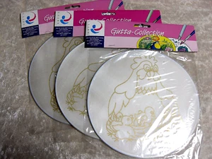 Seidenmalerei Fensterbild "Henne mit Küken",20 cm,rund,Pongé 8 - OVP - Bild 1 von 3