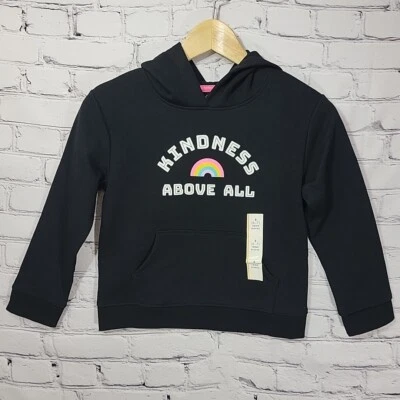 NUEVA Sudadera con Capucha Negra Cat And Jack Niña Talla S Amabilidad Para Todos Arco Iris Manga Larga Foto 1 de 4