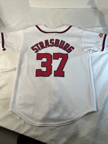 Strasburg 37 Majestic Washington Nationals Jersey White Youth Size M FREE SHIP Cover