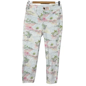 TALBOTS Flawless Jeans White Tropical Beach Print Jegging Cropped SIZE 4 (30x24) - Picture 1 of 11