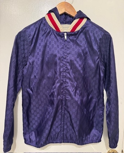 Rara giacca a vento Gucci Monogram viola nylon taglia 12 bambino donna piccola