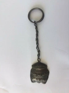 Vintage Chinese Silver Plated Key Chain Incense Burner with Bat Longevity - Picture 1 of 4