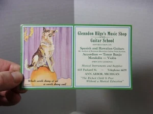 Antiker Glenndon Hilge's Musikladen und Gitarrenschule Löscher Tintenkarte Mich - Bild 1 von 3