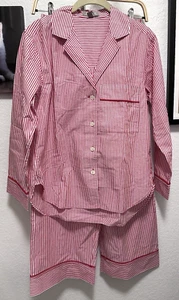 J.CREW Women's Pajama Set Red White Stripe 100% Cotton Sz XXS NWOT Christmas - Picture 1 of 8