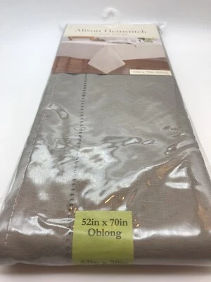New! ALISON HEMSTITCH CUTWORK TABLECLOTH NEW 52in X 70in OBLONG Khaki ? - Image 1 of 4