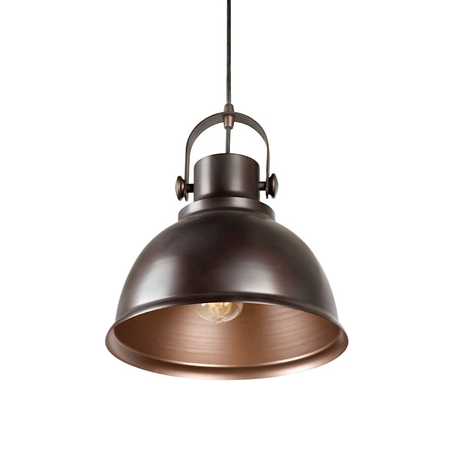 Forte Lighting 1-Light Cord-Hung Metal Shade Pendant, Bronze - 7110-01-32 - Image 1 of 1