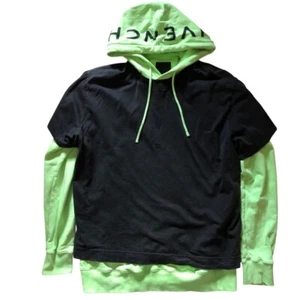 Authentic GIVENCHY Men's Medium M Green Black Designer Pullover Layered Hoodie - Picture 1 of 10