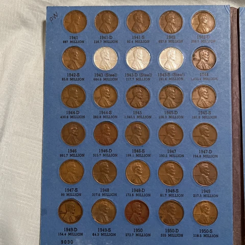 Lincoln Cents Collection Whitman Album 1941 - 1974 Set Lot Of 90 Coins Cover