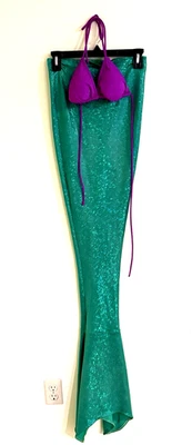 DISFRAZ DE HALLOWEEN SIRENA DIVERTIDO PARA NIÑAS 2 PIEZAS IRIDISCENTE VERDE/PÚRPURA TOP, TALLA 14 Foto 1 de 4