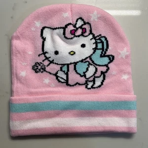Hello Kitty Hat Beanie Winter Hat Warm Hat Pink Light Blue Trans Flag Pride LGBT - Picture 1 of 5