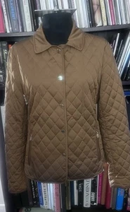 Massimo Dutti Womens Quilted Jacket Size M Camel Gold Zip Buttons .. - Picture 1 of 12