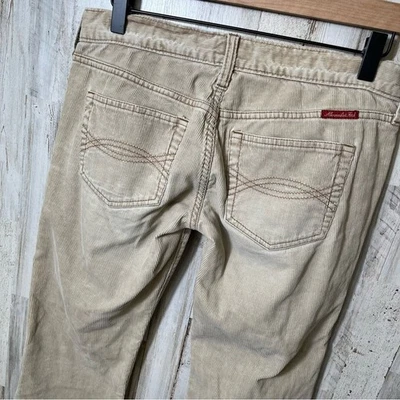 Y2K Abercrombie & Fitch Cream Beige Corduroy Pants Bootcut Low Rise Womens Sz 2 - Image 1 of 4