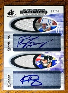 2004 UPPER DECK SP GAME USED PEYTON MANNING KYLE BOLLER DUAL AUTO JERSEY #ED /50 - Picture 1 of 1