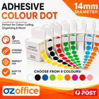BRAND NEW 1200 x Adhesive Colour Sticker Dot 14mm Round Labels Colour Code Dots 