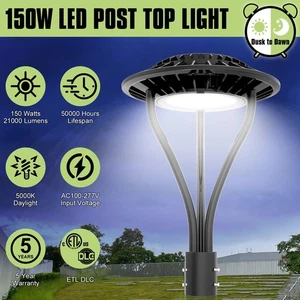 150W LED Circular Pole Light Dusk to Dawn Outdoor Post Top Light Fixture 21000LM - Picture 1 of 11