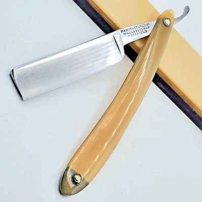 Antigua Navaja Recta WADE BUTCHER 6/8++" Nueva Cuerno Rubio RESTAURADA ¡LISTA PARA AFEITARSE! Foto 1 de 4