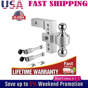 2" Receiver 6" Drop/Rise Adjustable Tow Hitch Dual Ball Mount Trailer 18500 lbs - Picture 1 of 7