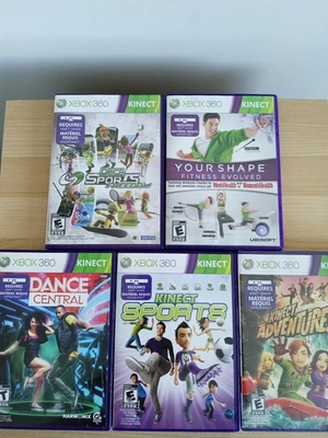 XBox 360 Five Game Lot - Kinects  - Dance Central Your Shape Adventure Sports - Image 1 of 4