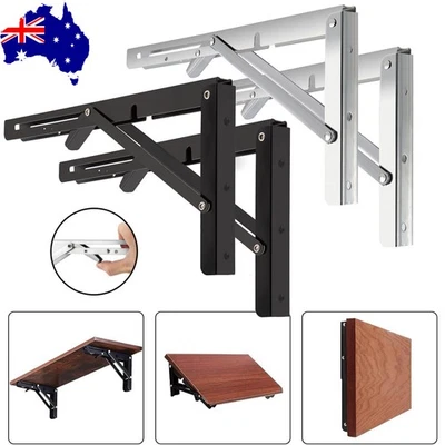 2-10PC 8-20" Folding Shelf Brackets Heavy Duty Stainless Steel 70KG L-Type Shelf - image 1 of 4