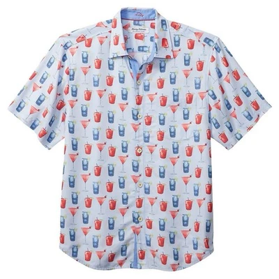 $128 New Tommy Bahama Island Zone Coconut Point Red White Cheers Drinks Medium - Image 1 of 4