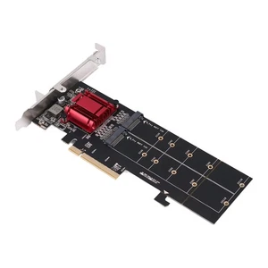 Dual NVMe PCIe Adapter, M.2 NVMe SSD auf PCI-E 3.1 X8/X16 Karten UnterstüTz7571 - Bild 1 von 7