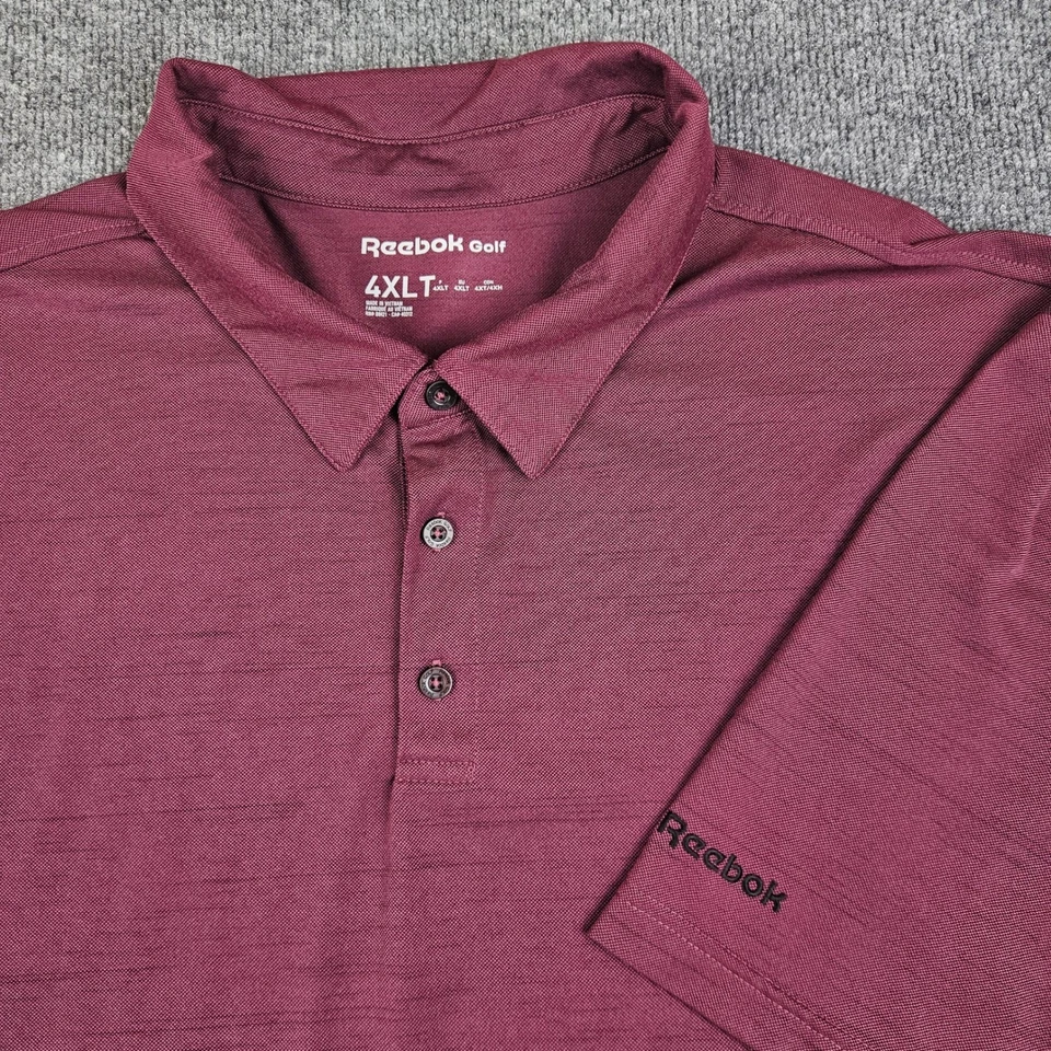 Polo de golf Reebok para hombre 4XLT alto rojo manga corta rendimiento elástico Foto 1 de 4