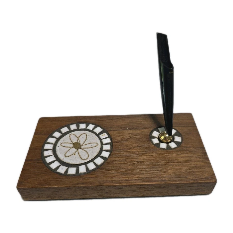 Porta bolígrafos Parker vintage de nogal aceitado y gres hecho a mano por Marshall Studios Foto 1 de 3