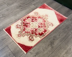 Alfombra turca pequeña, alfombra pequeña vintage, alfombra de baño, alfombra de corredor, 1,5x3,1 ft - Imagen 1 de 9