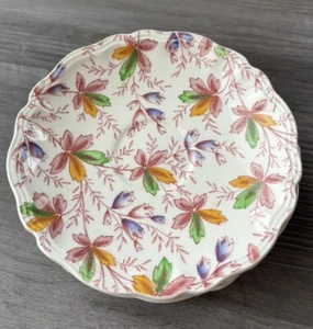 VTG Royal Doulton Salisbury Saucer Plate Set Floral CRAZING England 6 in - Picture 1 of 7