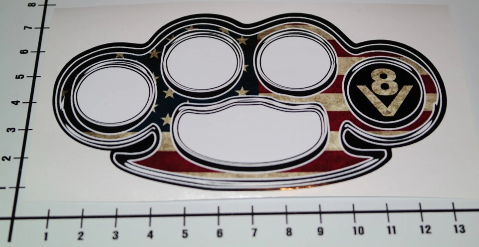 SCHLAGRING V8 Aufkleber Sticker Knuckle Oldskool USA Flag Decal Auto Brass Mi231 - Bild 1 von 1