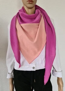 NEU! Italy Blogger XXL Dreieckstuch Schal Tuch Baumwolle farbige Kante Pink/Rosa - Bild 1 von 2