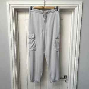 Mint Velvet Trousers Women's UK 12 Grey Cargo Elastic Waist Straight Leg Pants - Picture 1 of 12