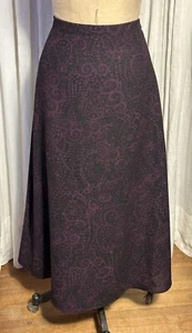 Apostrophe Womens Plum/Blk Crepe Midi Skirt Sz 12 Pre-owned  - Picture 1 of 9