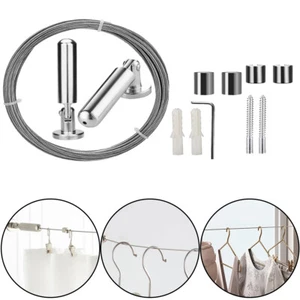 Clothes Drying Rope Tension Wire Curtain Rod Stainless Steel Shower Curtain Rope - Picture 1 of 10