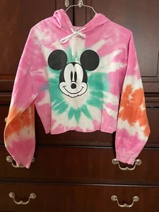Disney Mickey Mouse Pink Tie Dyed Hoodie, Teen M, Pre-owned - Picture 1 of 3