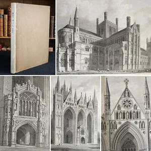 1828 Quart Vellum 4to History Antiquities Cathedral Church PETERBOROUGH Britton - Imagen 1 de 19