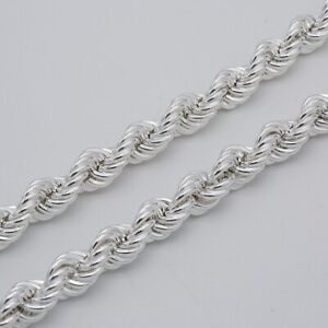 Solid 925 Sterling Silver Italian Rope Chain Mens Necklace 8mm - Diamond Cut