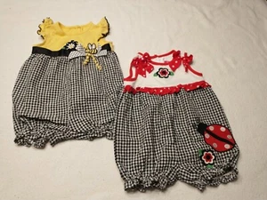 Baby Girls Clothes 9 months 2 Rompers - Picture 1 of 1