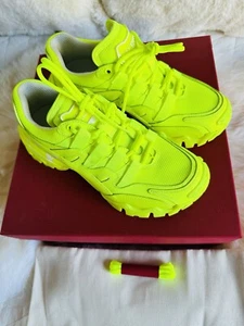 $1193 NIB Valentino Garavani Leather Trainers Sneakers Lime Neon Yellow 36.5 - Picture 1 of 13