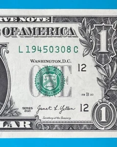 1945 March 8 : L 19450308 C BIRTHDAY NOTE $1 One Dollar Bill *UNC* - Picture 1 of 3