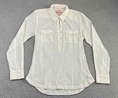 Camisa Robert Graham Mujer Marfil Roll-Tab Semi Transparente Suave Mezcla Viscosa Mediana M Foto 1 de 4