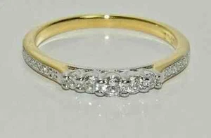 2Ct Round Cut Real Moissanite Eternity Wedding Band Ring 14K Yellow Gold Plated - Picture 1 of 7