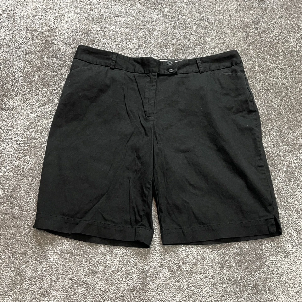 George Chino shorts Womens 16 Black London Fit Cotton solid Bermuda Casual 9" In - Image 1 of 4